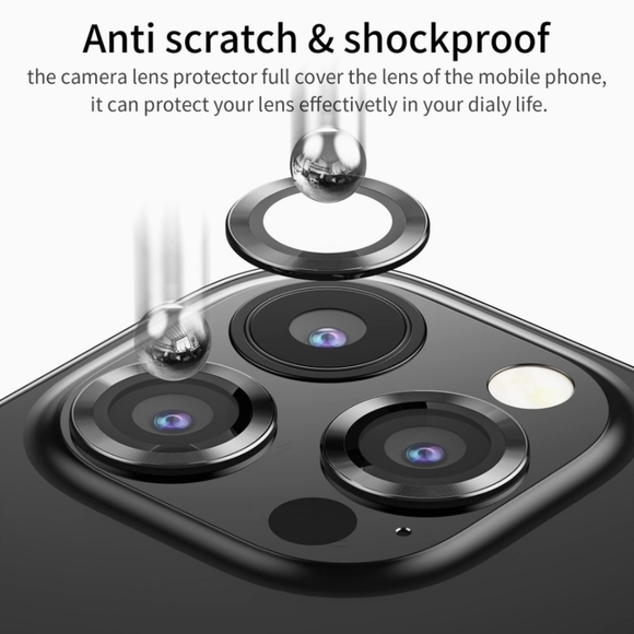 Camera lens tempered glass protector iPhone 14 Pro, 14 Pro Max Black - Picture 4 of 8